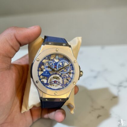Royal Blue Skeleton Dial Luxury Men’s Watch – Premium Designer Edition